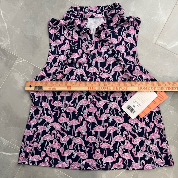 X by Gottex Women's Flamingo Ruffle Sleeveless Golf Polo Shirt NWT - Picture 8 of 13